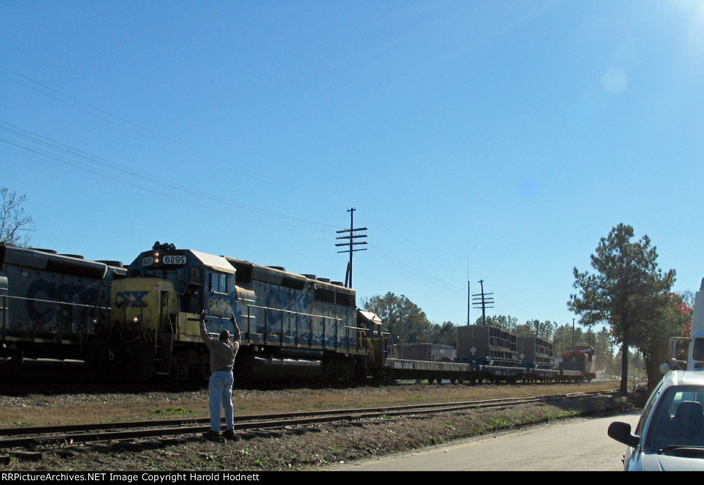 CSX 6095 leads a "special" train thru town
